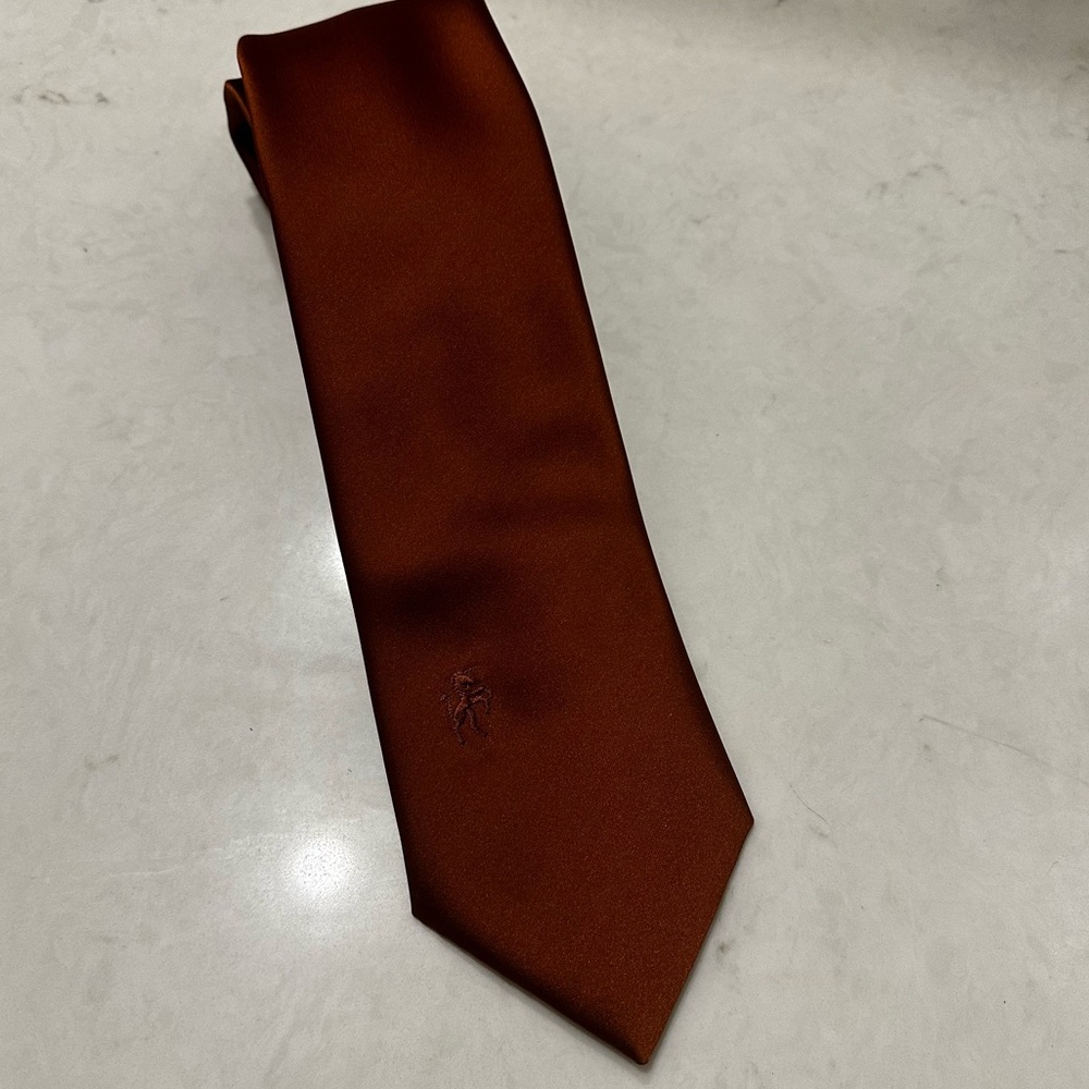 Rare Bronzini With Unicorn Logo Mens Tie Solid Bronze / Burnt Orange